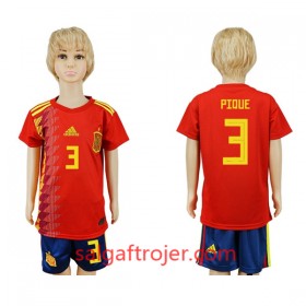 Spanien Fodboldtrøjer Pique 3 Børn Hjemmebanesæt VM 2018